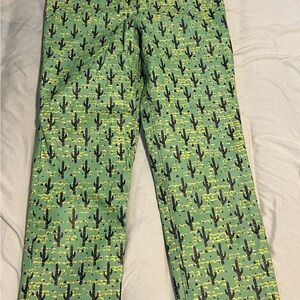 Green Cactus Print Pants